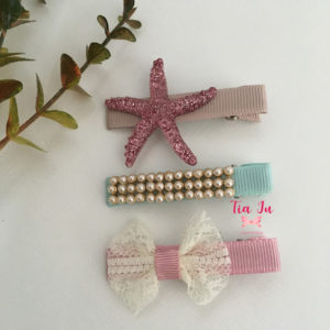 Hair Clips Estrela do Mar rosa claro