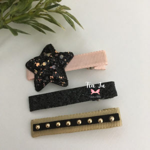 Kit hair clips estrela preta