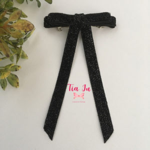 Laço Chanel preto duas pontas com brilho
