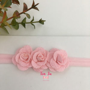 Faixa 3 Flores Rosa Bebê