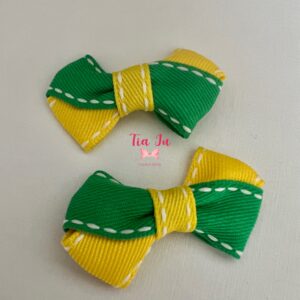 Par de laço cruzado verde e amarelo