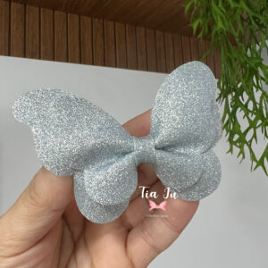 Borboleta glitter fino (prata)