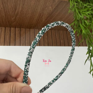 Tiara de tubo de strass verde