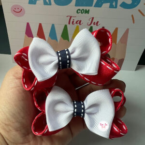 Par de laço boutique vermelho e branco