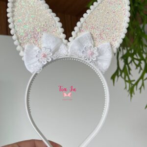 Tiara Orelha de Coelho Branca