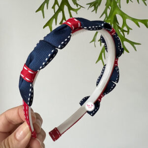 Tiara 5 lacinhos azuis com vermelho